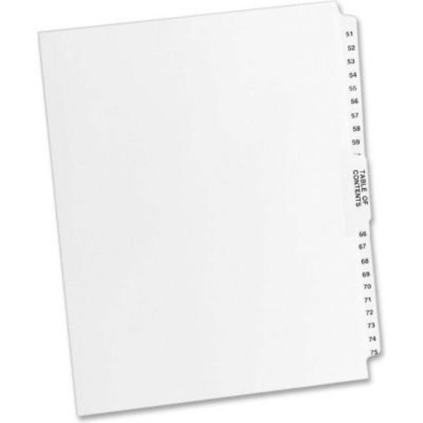 Avery Dennison Avery Premium Collated Legal Exhibit Divider, Printed 51 to 75, 8.5"x11", 26 Tabs, White/White 11396